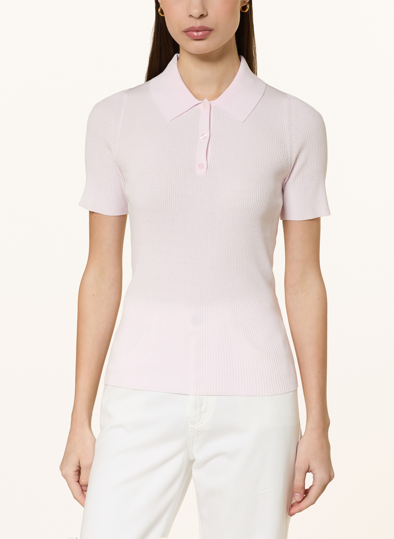 BOSS Gebreid poloshirt FESKUS: ROZE
