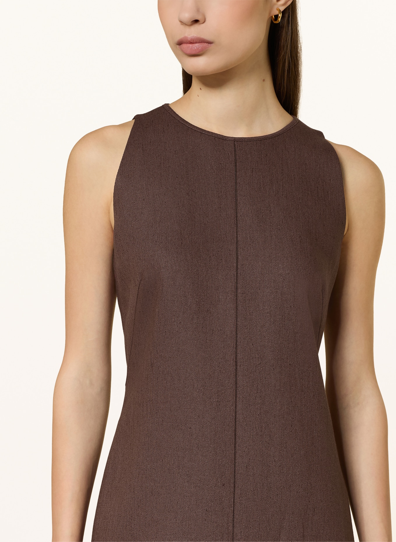 BOSS Etuikleid DINDERAL met linnen: MARRON FONCÉ