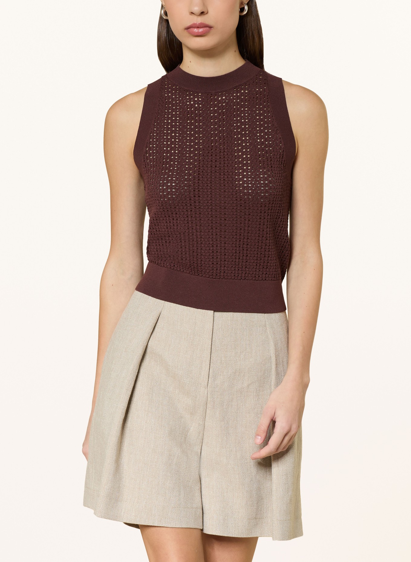 BOSS Stricktop FASSIA: DUNKELBRAUN