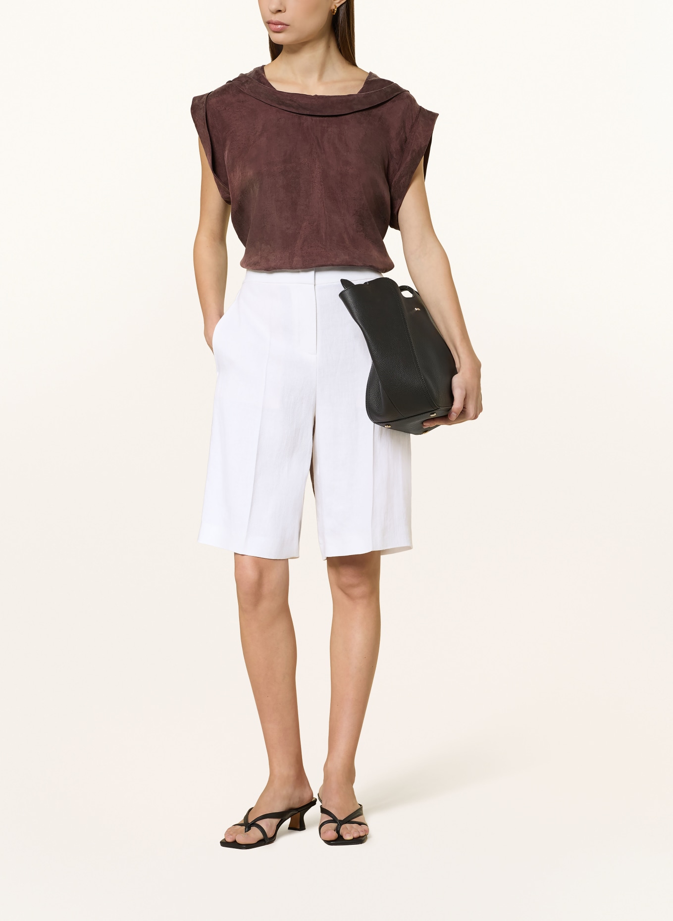 BOSS Bermudas TIANALA mit Leinen: WEISS