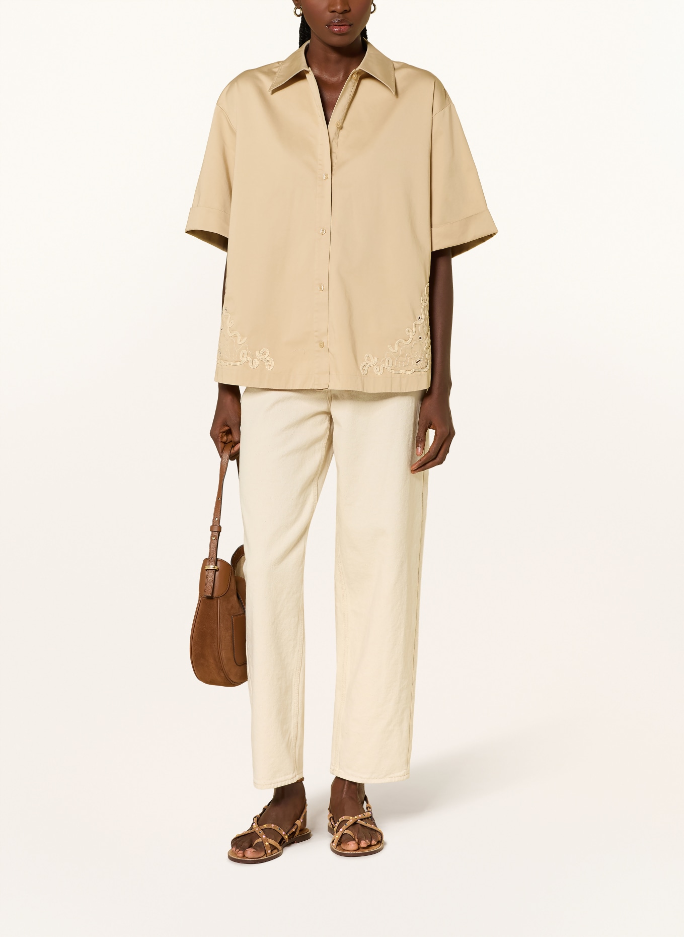 BOSS BALEMBROI shirt blouse: BEIGE
