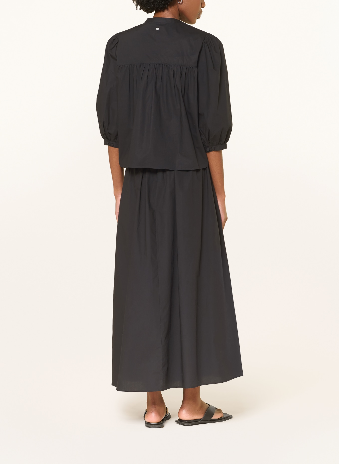 BOSS BALET blouse shirt with 3/4 sleeves and eyelet lace: BLACK