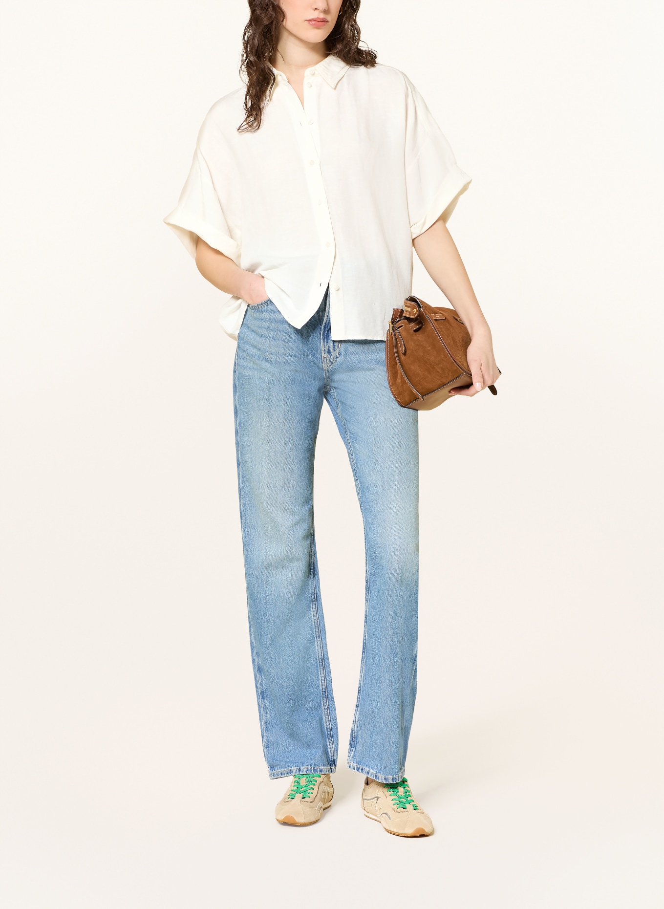 BOSS Hemdbluse BISENAS mit Leinen: CREME