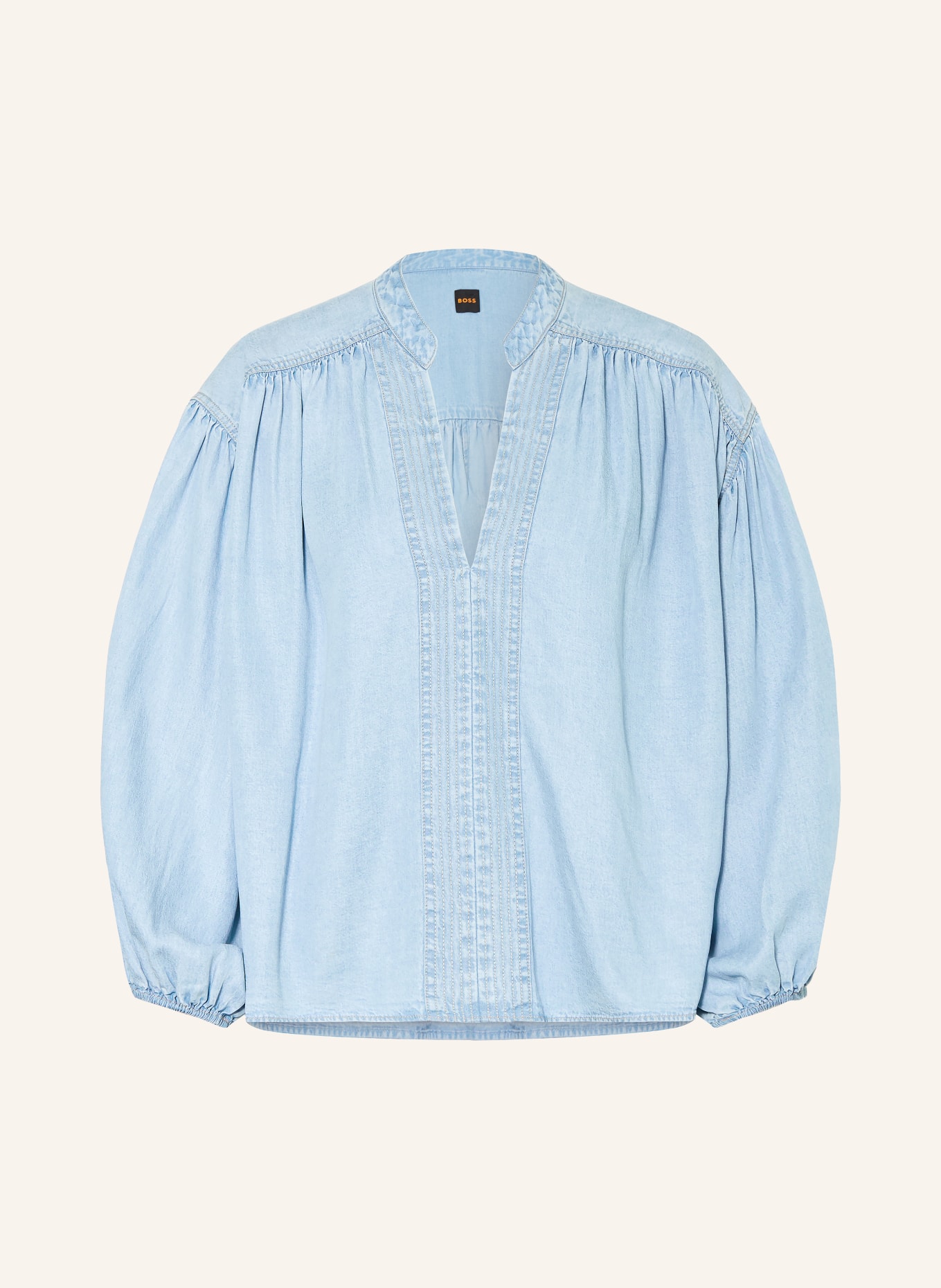 BOSS Blusenshirt BARDA in Jeansoptik mit 3/4-Arm: HELLBLAU