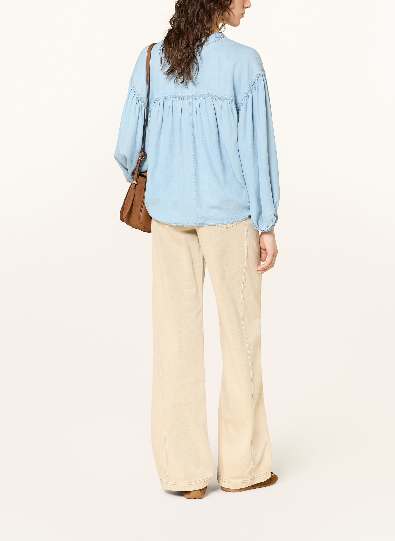 BOSS Blusenshirt BARDA in Jeansoptik mit 3/4-Arm: HELLBLAU