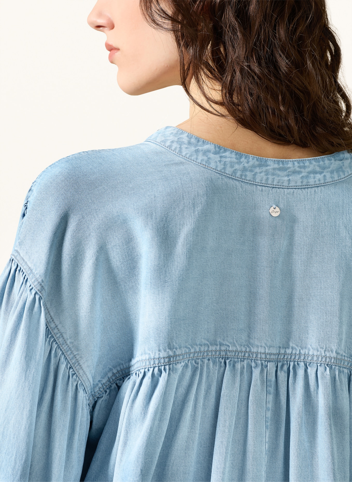 BOSS Blusenshirt BARDA in Jeansoptik mit 3/4-Arm: HELLBLAU