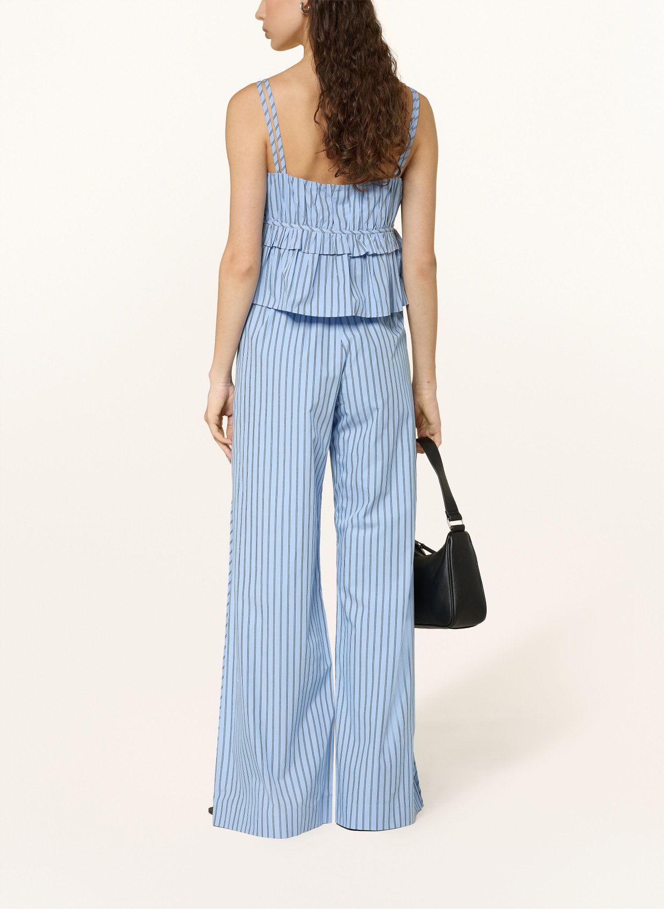 BOSS Bluzka IPLYN z falbankami: JASNONIEBIESKI / GRANATOWY