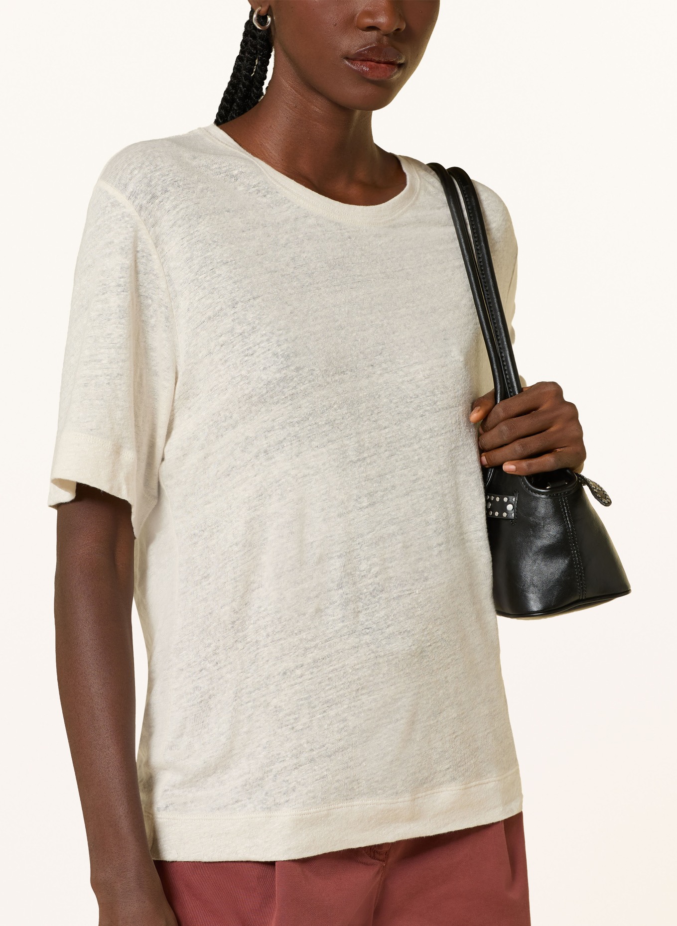 BOSS T-Shirt EMMA aus Leinen: ECRU