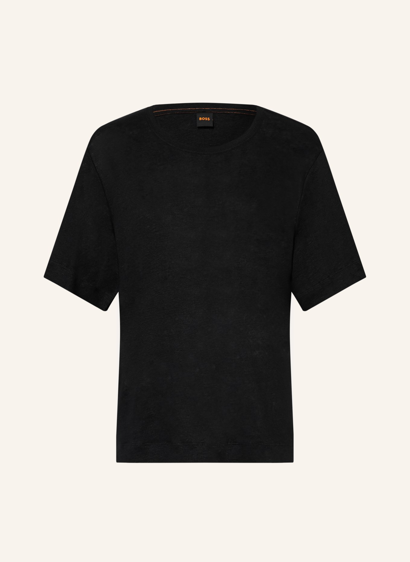 BOSS T-shirt EMMA van linnen: ZWART