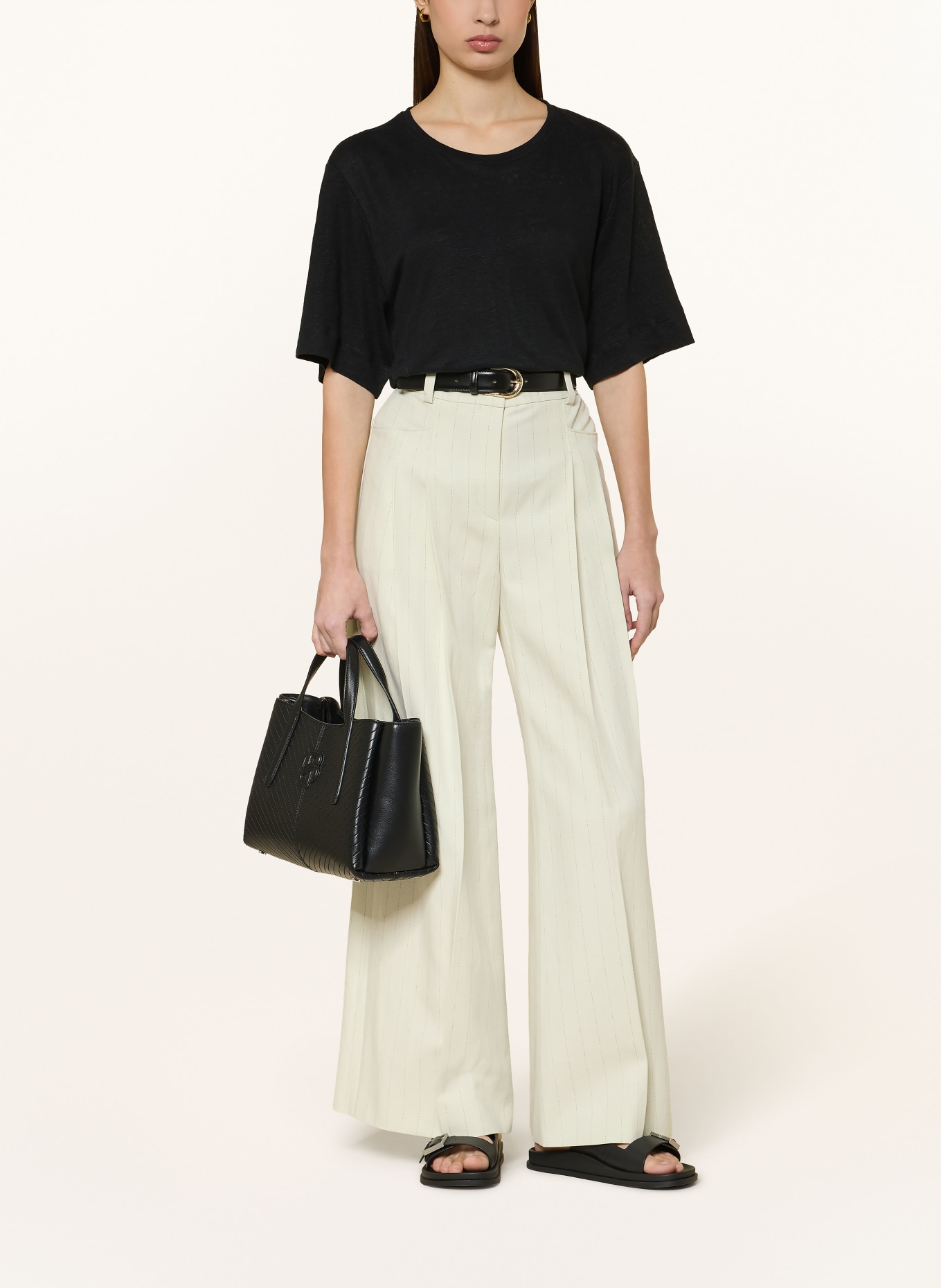 BOSS T-shirt EMMA van linnen: ZWART