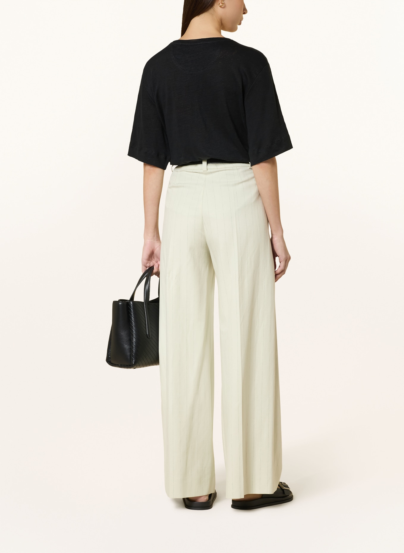 BOSS T-shirt EMMA van linnen: ZWART