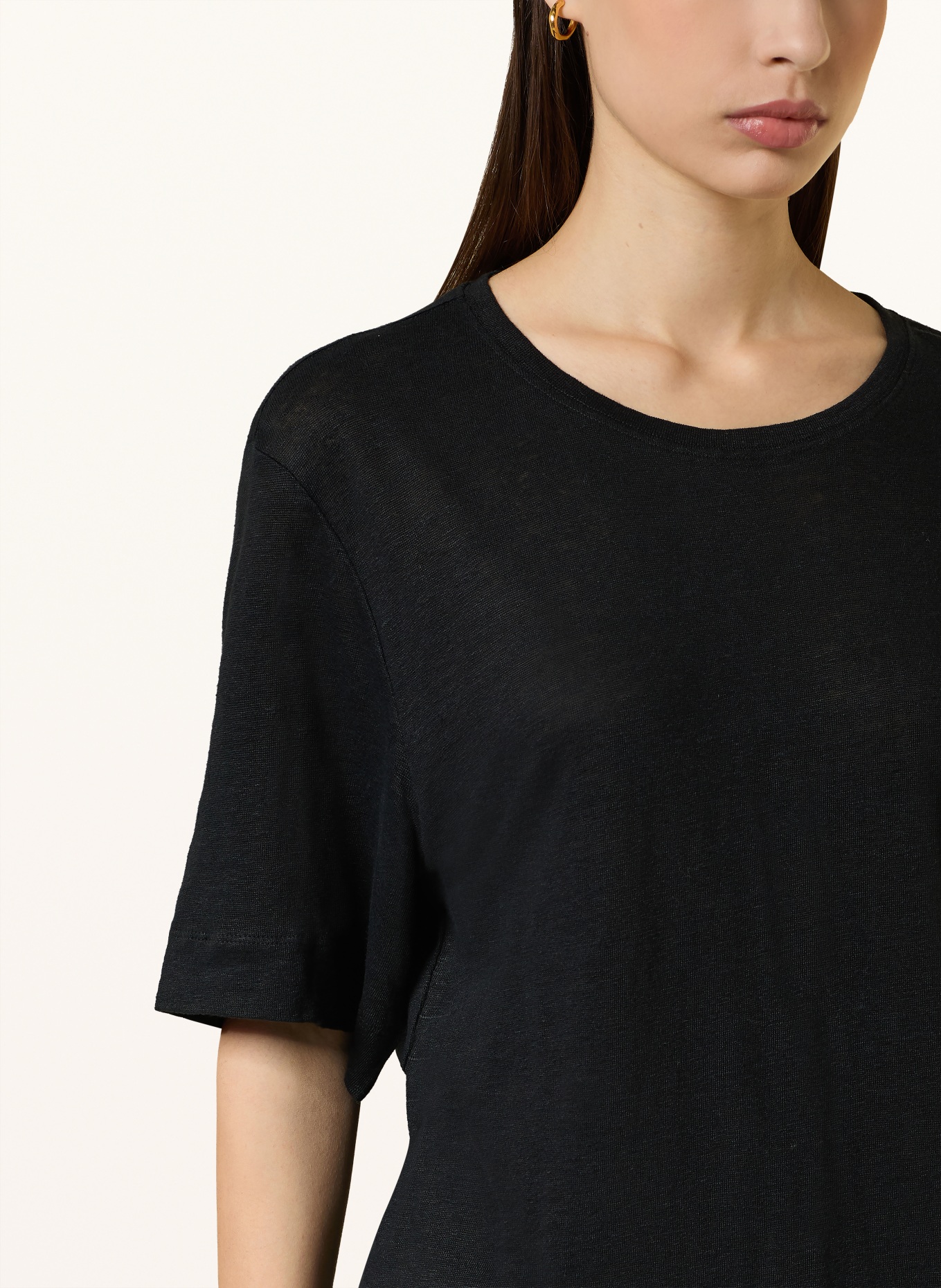 BOSS T-shirt EMMA van linnen: ZWART