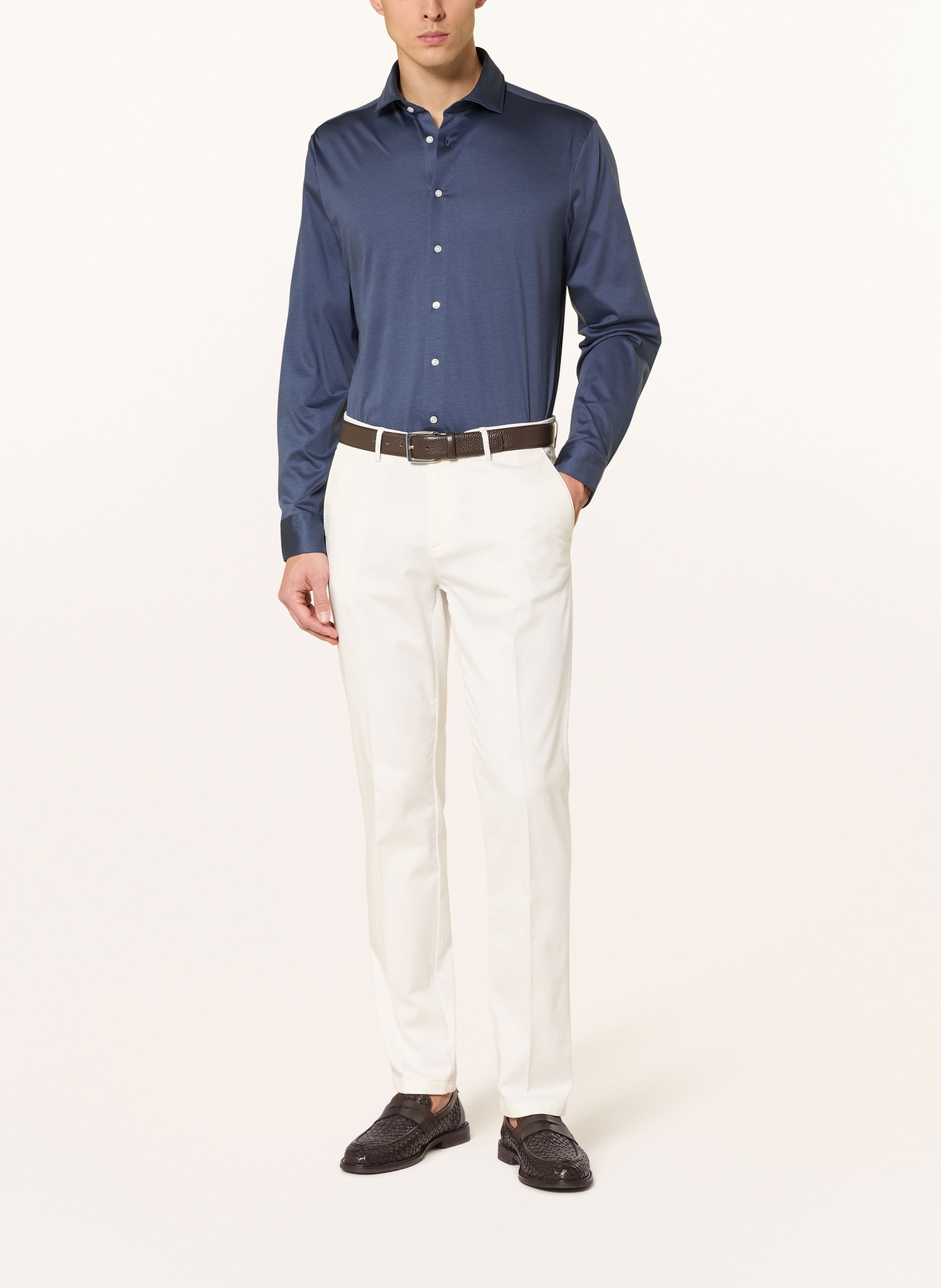 seidensticker Chemise en jersey coupe ajustée: BLEU FONCÉ