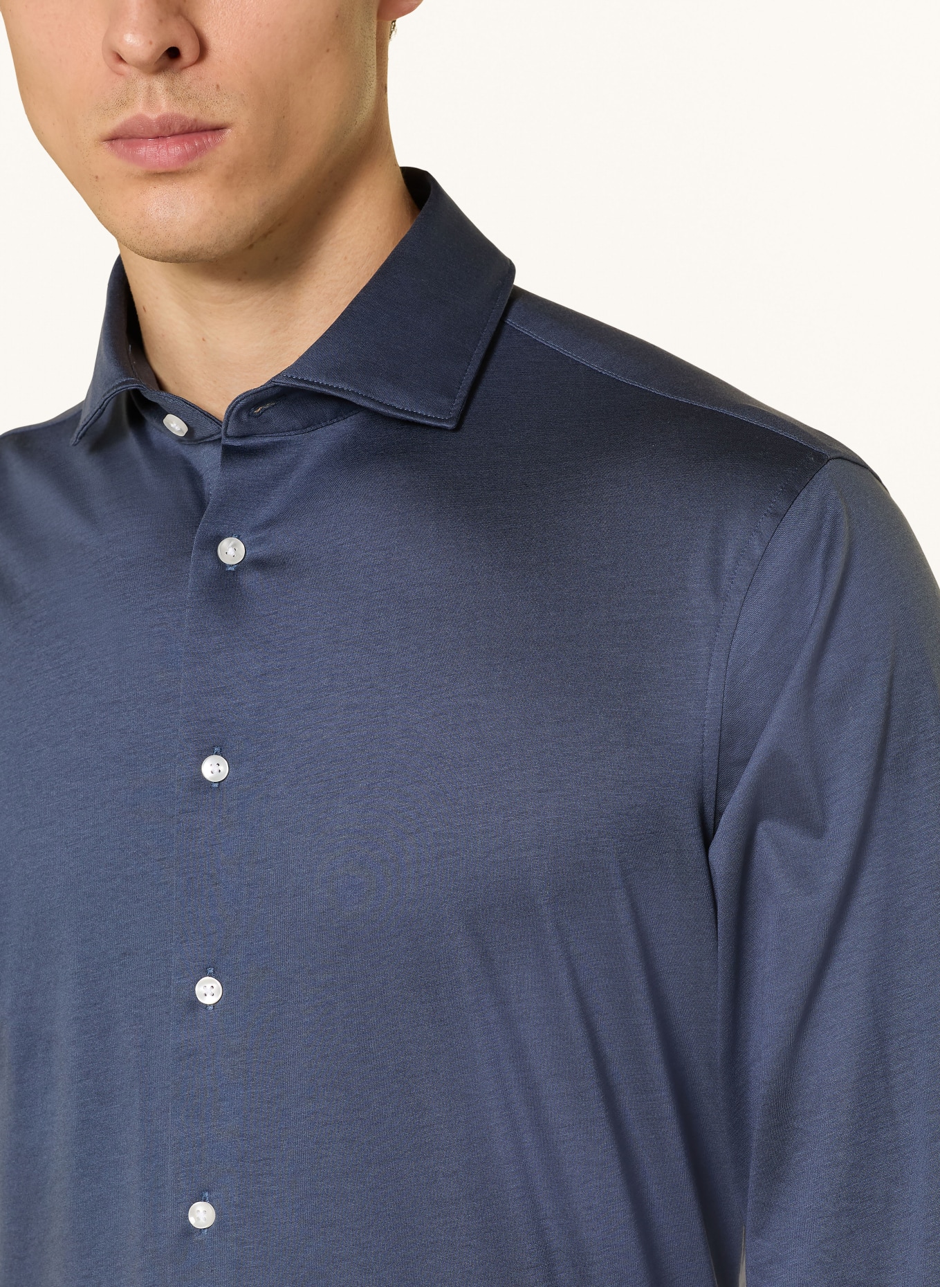 seidensticker Chemise en jersey coupe ajustée: BLEU FONCÉ