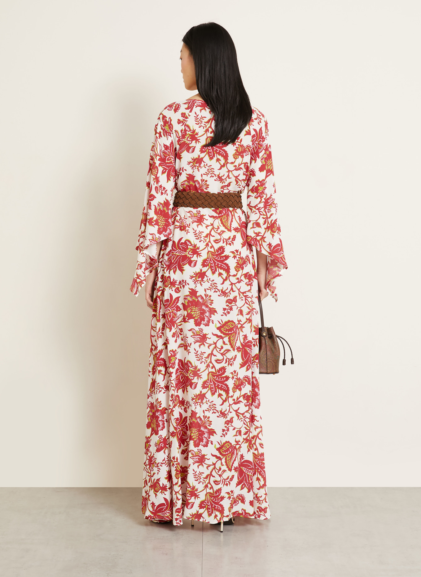 ETRO Strandkleid: WEISS / DUNKELROT / HELLGRÜN