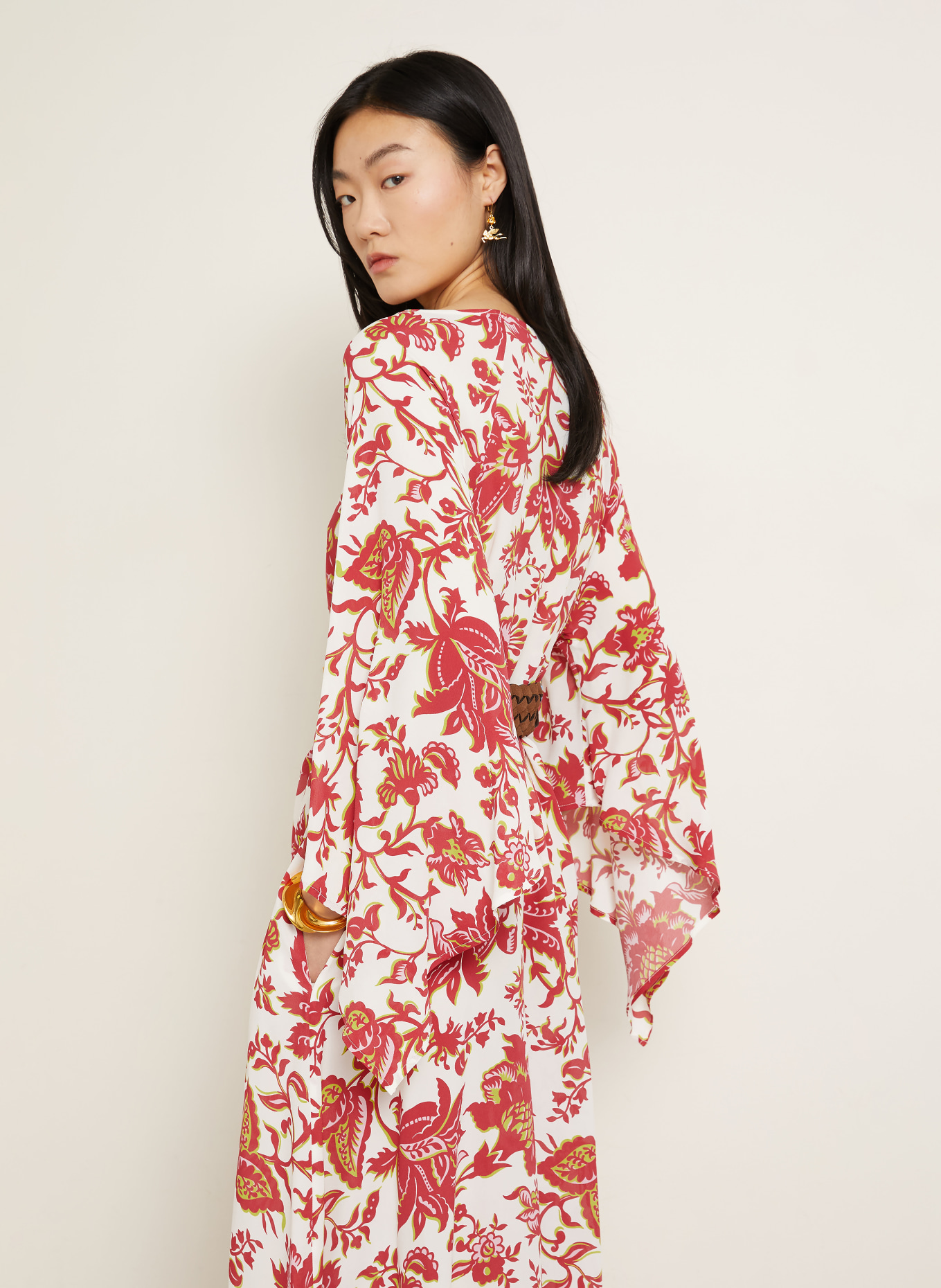 ETRO Strandkleid: WEISS / DUNKELROT / HELLGRÜN