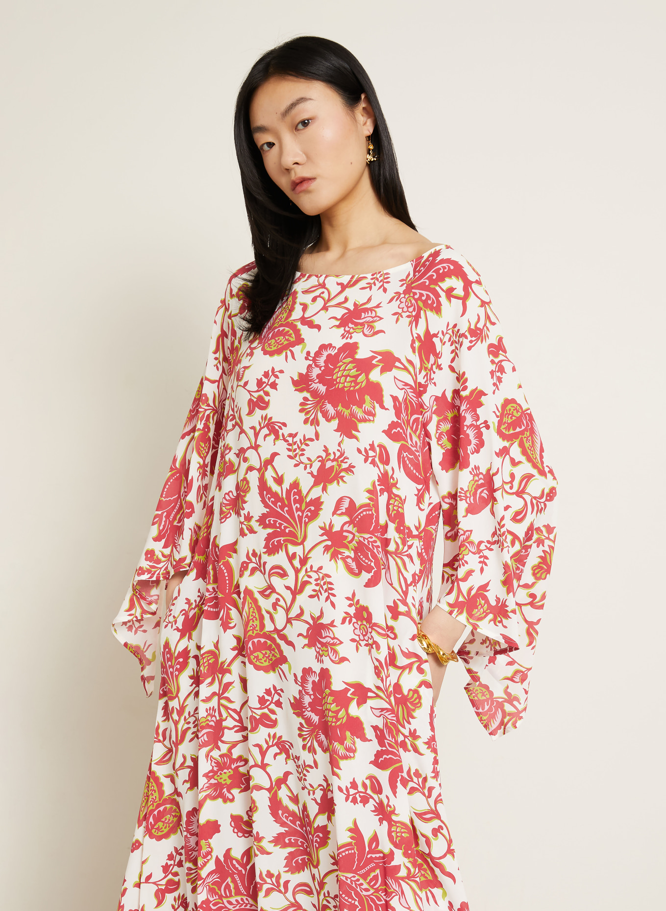 ETRO Strandkleid: WEISS / DUNKELROT / HELLGRÜN