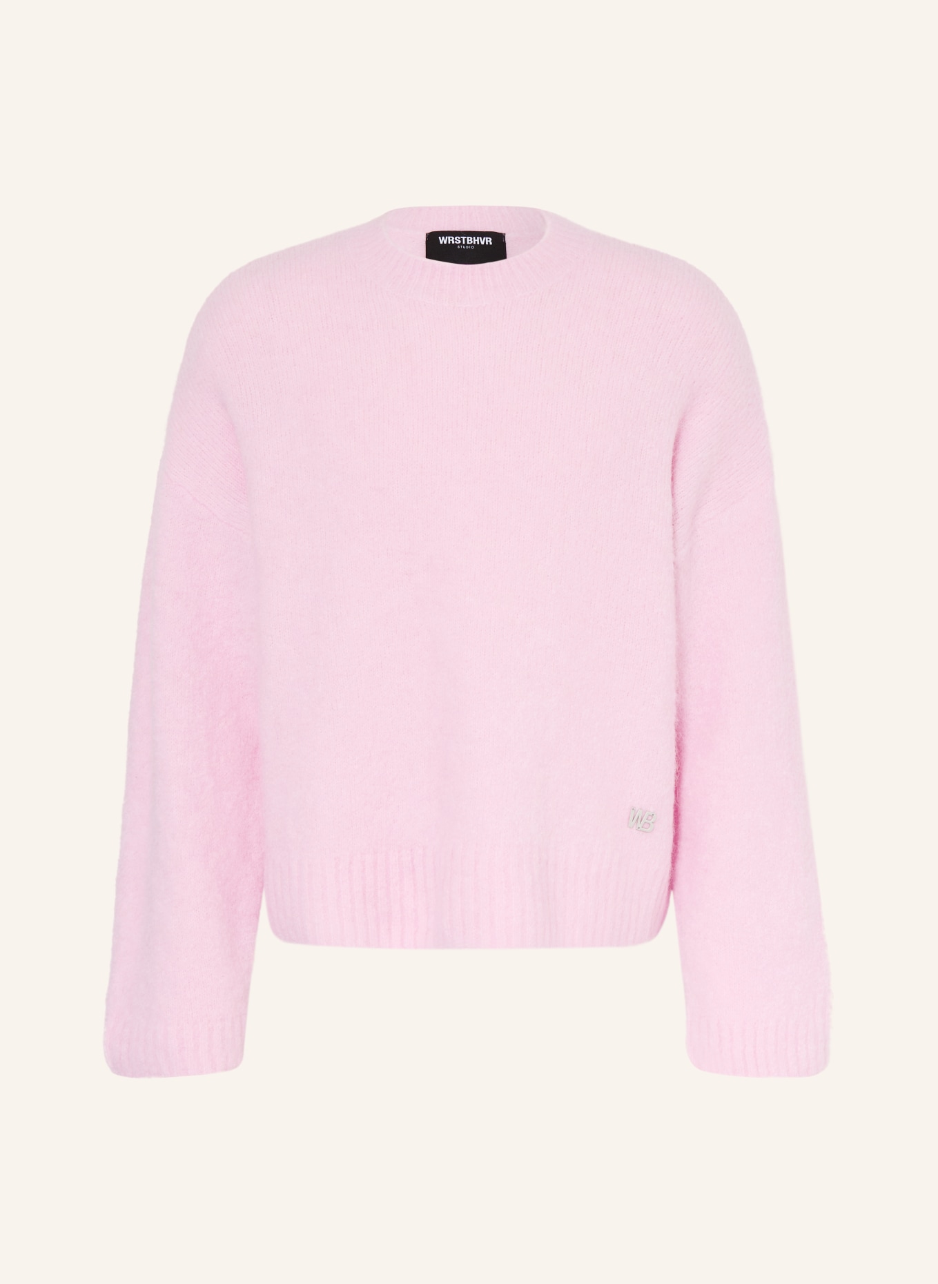 WRSTBHVR ENCI-trui met alpaca: ROZE / CRÈME