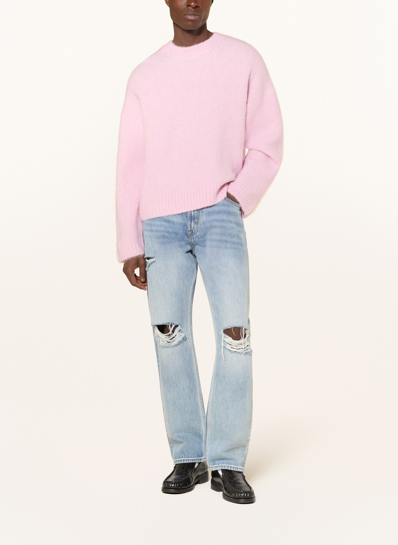 WRSTBHVR ENCI-trui met alpaca: ROZE / CRÈME