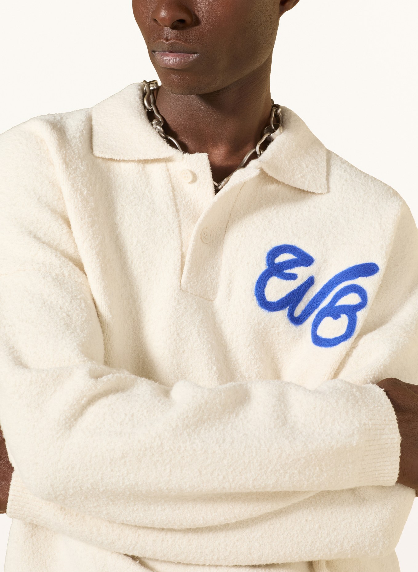 WRSTBHVR Dzianinowa koszulka polo LEV: BIAŁY / NIEBIESKI