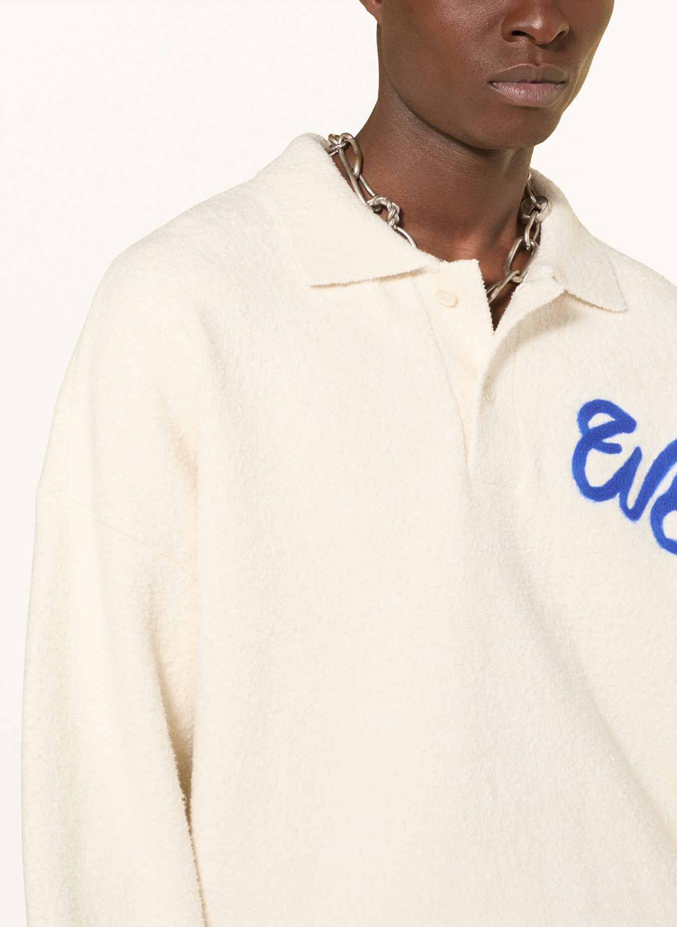 WRSTBHVR Dzianinowa koszulka polo LEV: BIAŁY / NIEBIESKI