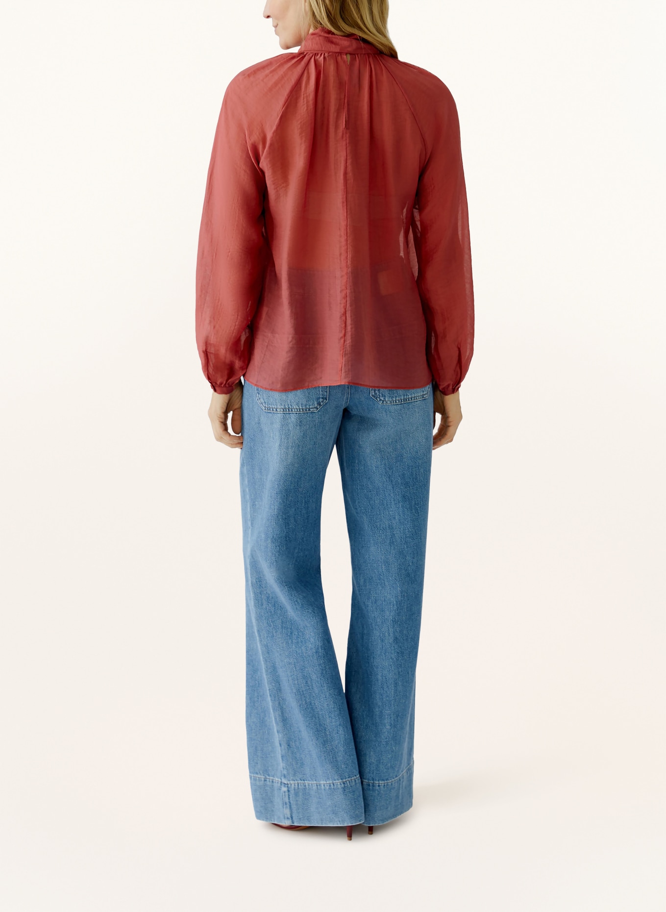 oui Schluppenbluse mit Volants: DUNKELROT