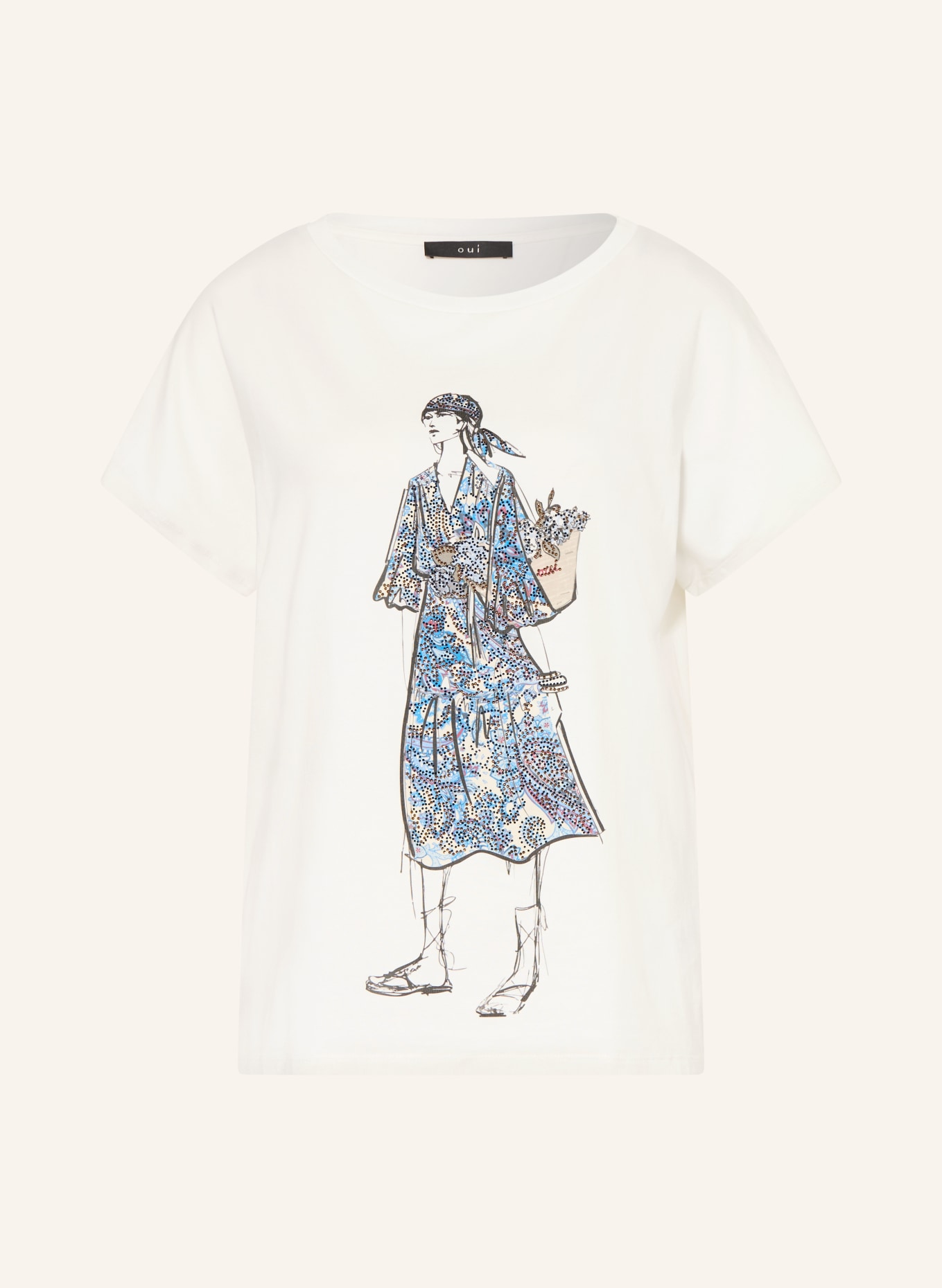 oui T-shirt avec pierres précieuses: BLANC