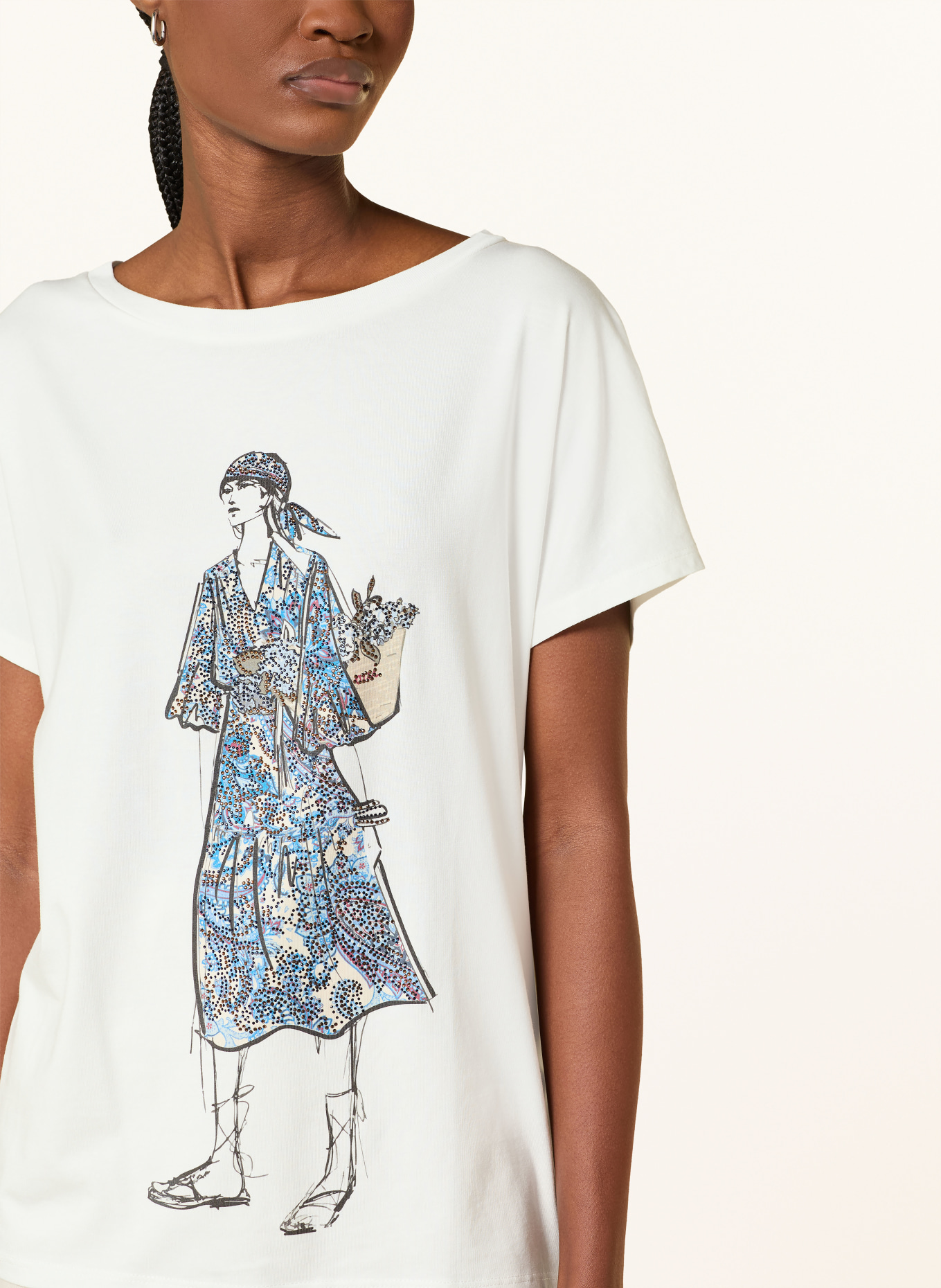 oui T-shirt avec pierres précieuses: BLANC