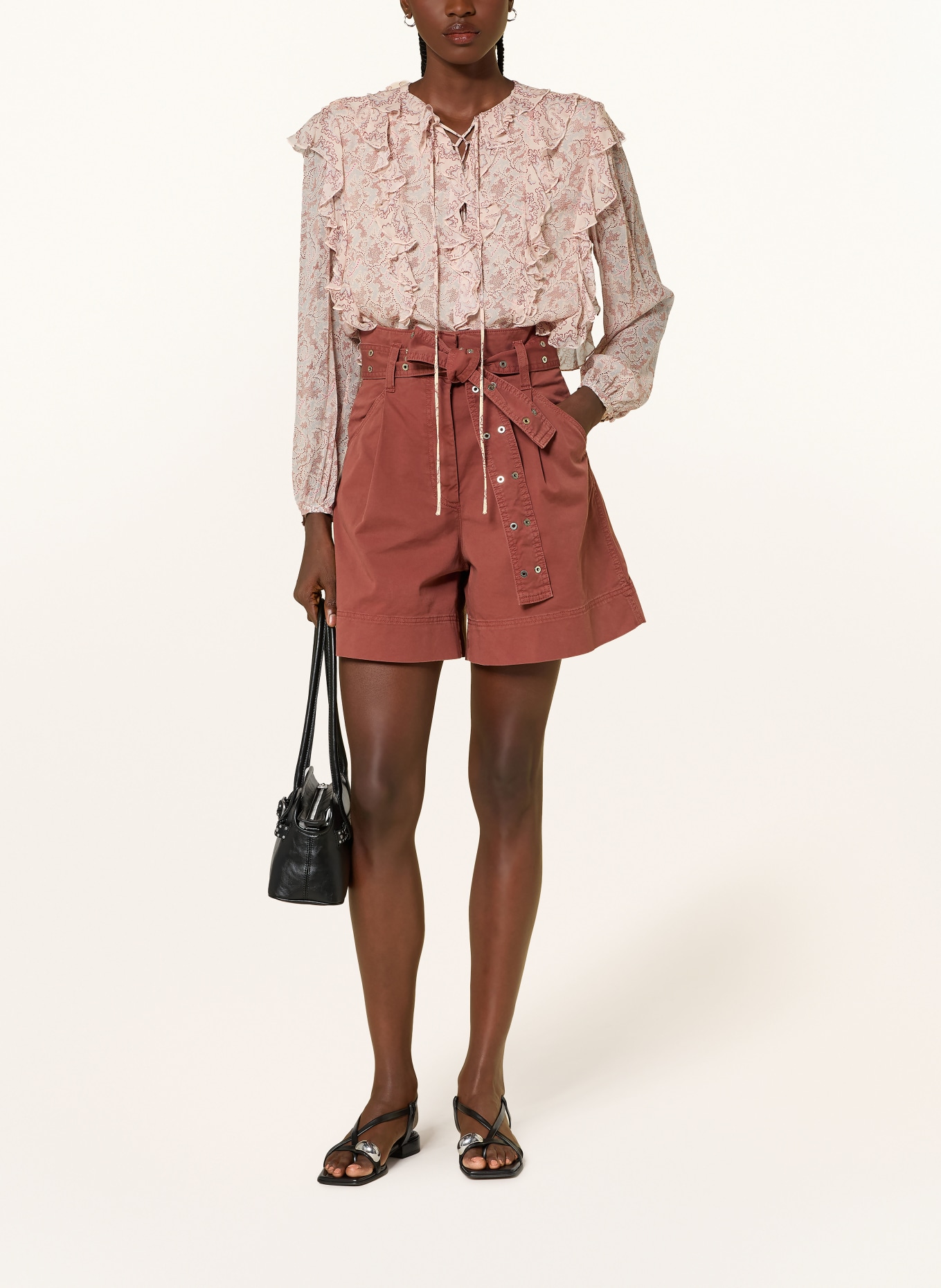 BOSS Paperbag-Shorts TULINA: BRAUN