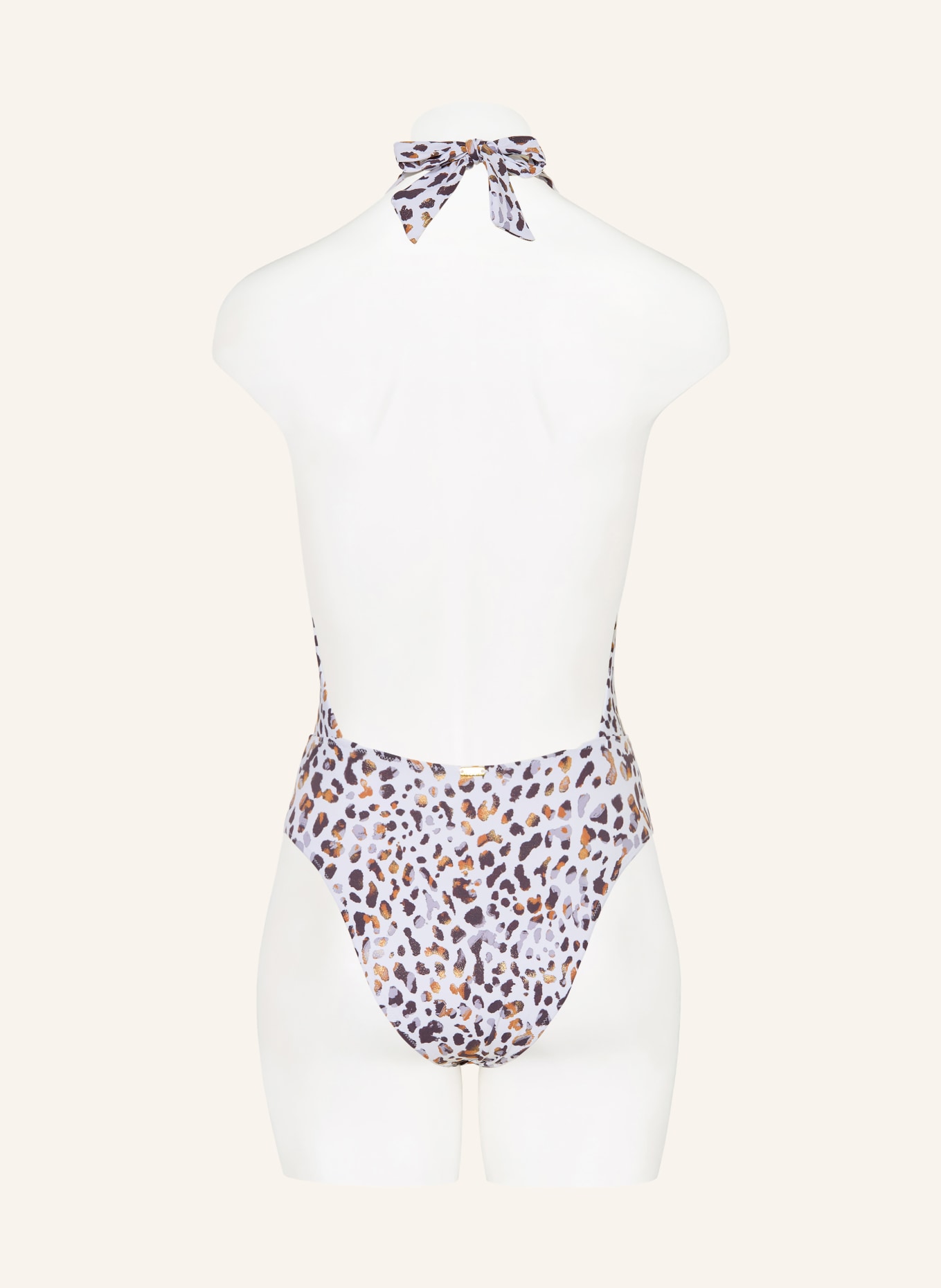 BANANA MOON COUTURE Neckholder-Badeanzug CAITITU DUNARA: WEISS / GOLD / DUNKELBRAUN