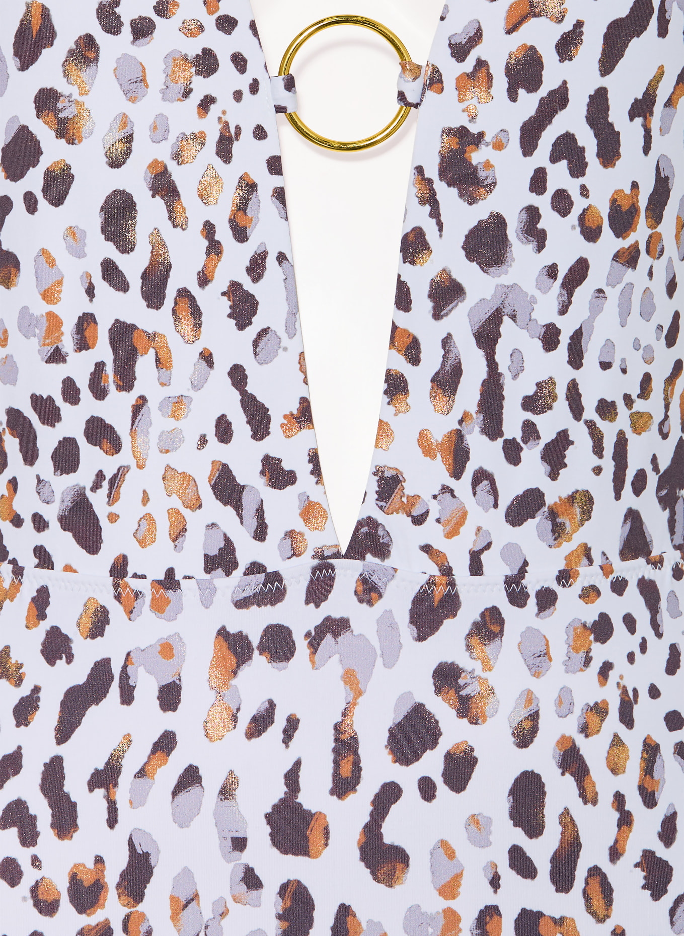 BANANA MOON COUTURE Neckholder-Badeanzug CAITITU DUNARA: WEISS / GOLD / DUNKELBRAUN