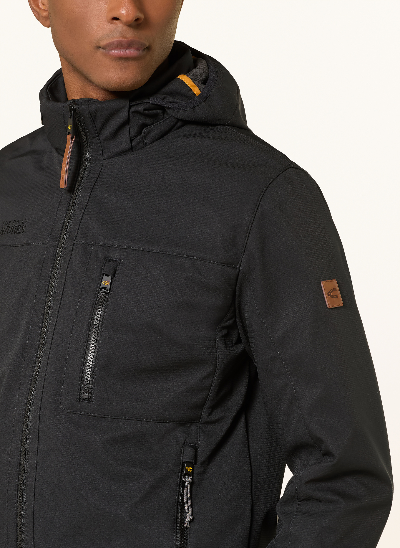 camel active Softshelljas met afneembare capuchon: ZWART