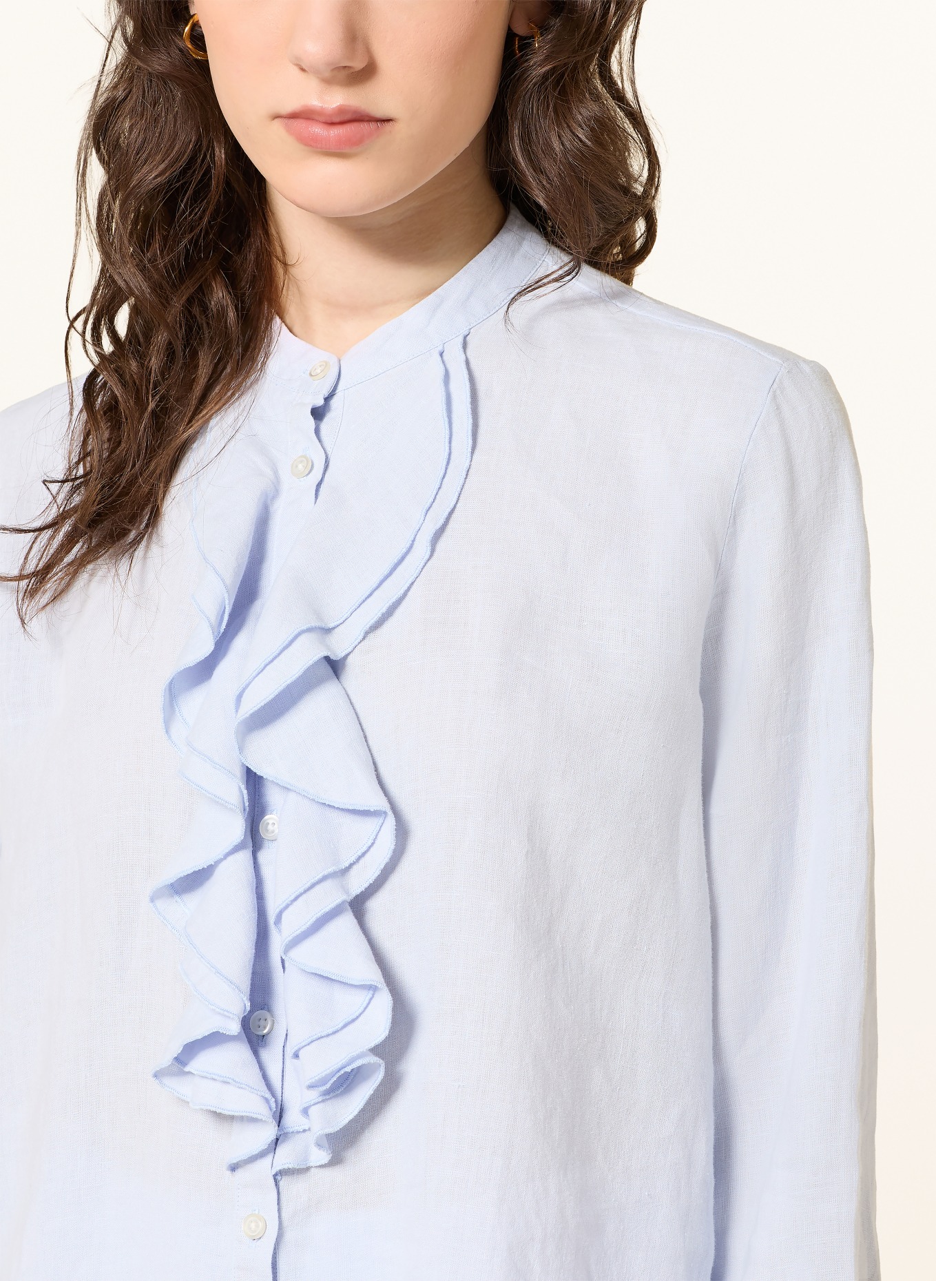 Soluzione Chemisier en lin à volants: BLEU CLAIR