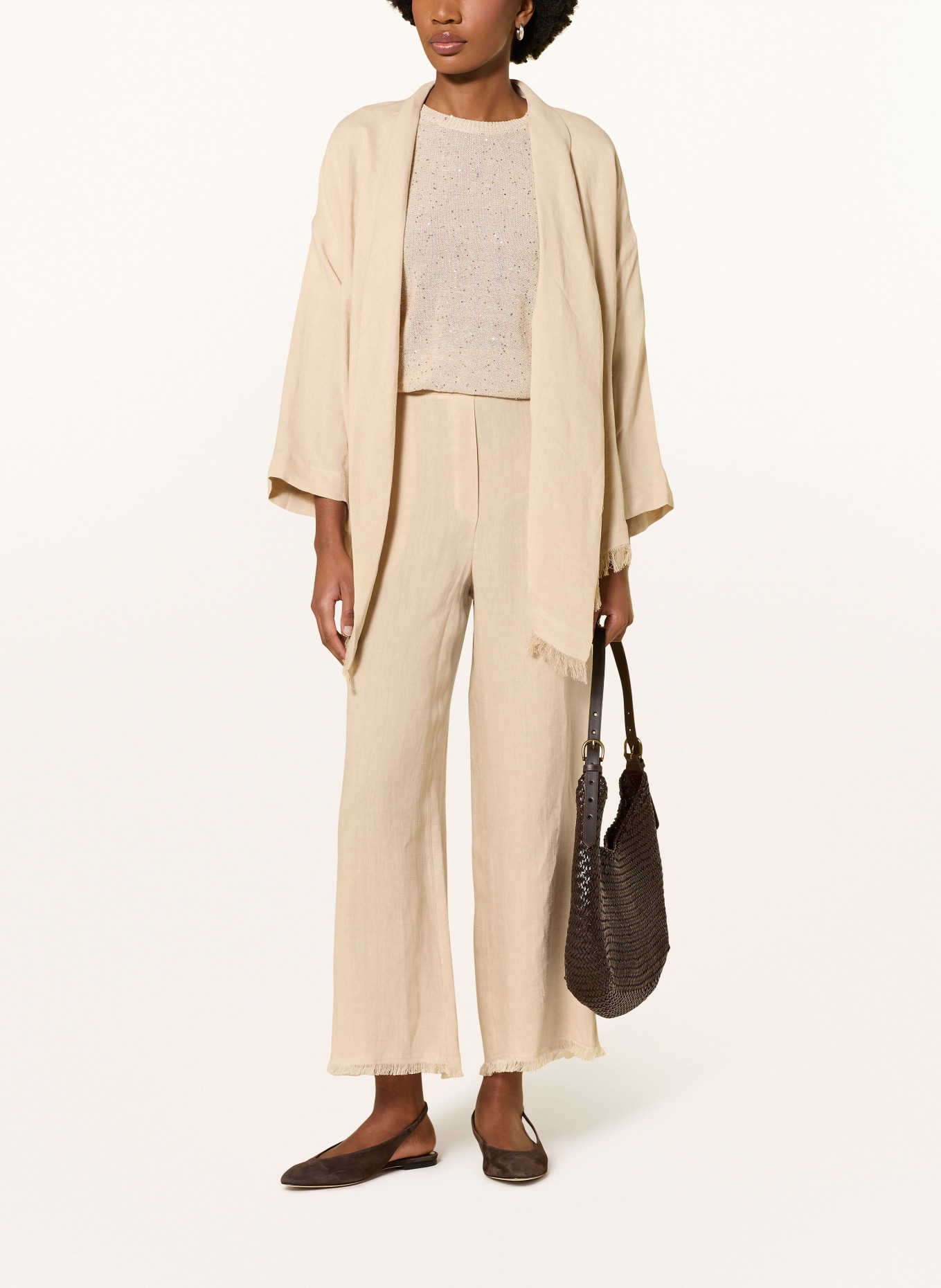 ANTONELLI firenze Culotte en lin à franges: BEIGE