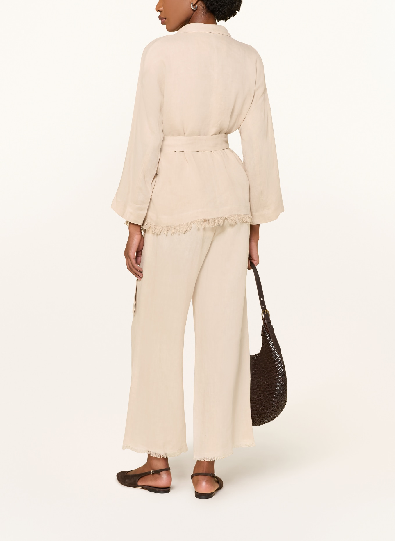 ANTONELLI firenze Blazer en lin KATIA à franges: BEIGE