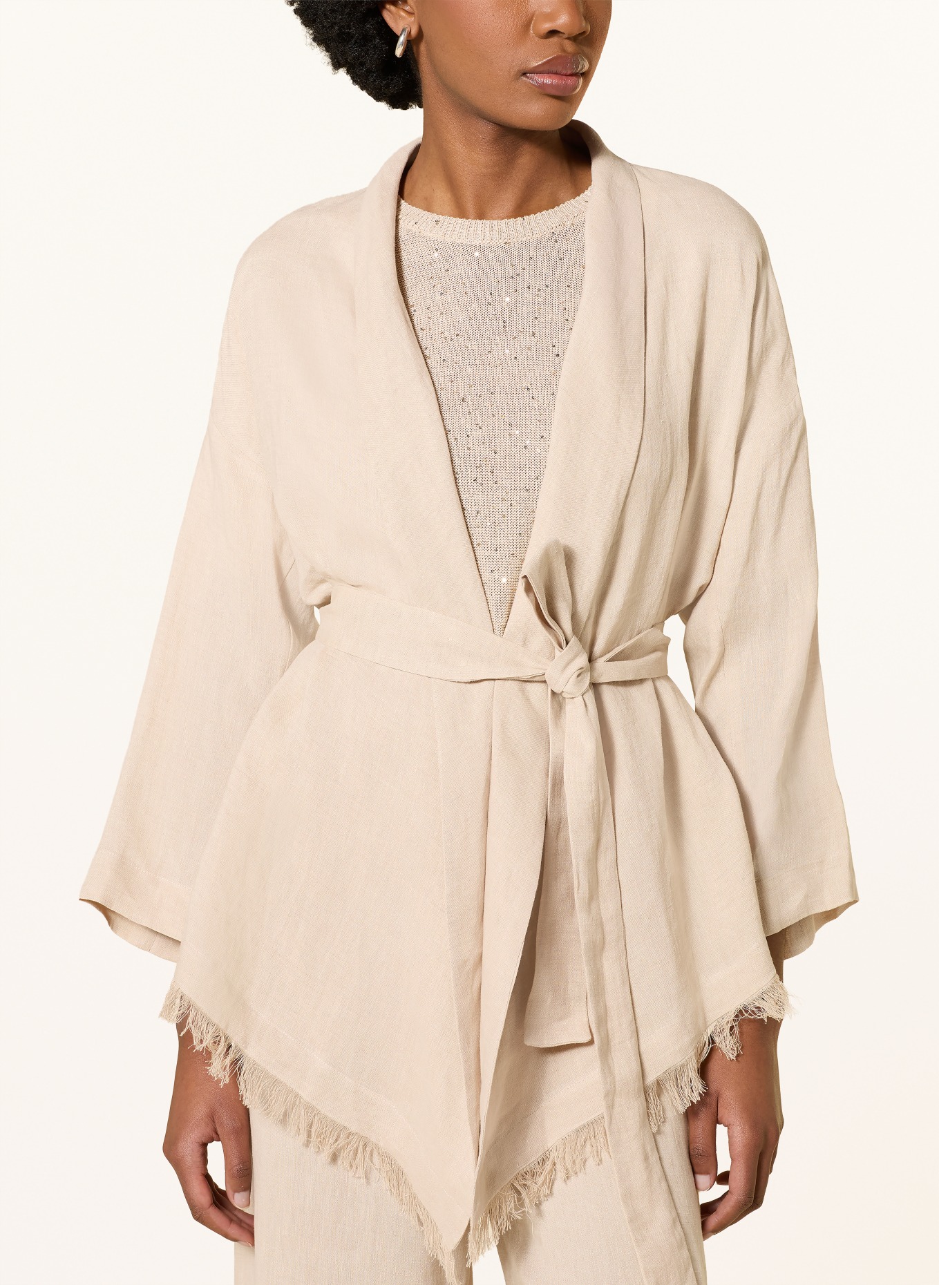 ANTONELLI firenze Blazer en lin KATIA à franges: BEIGE