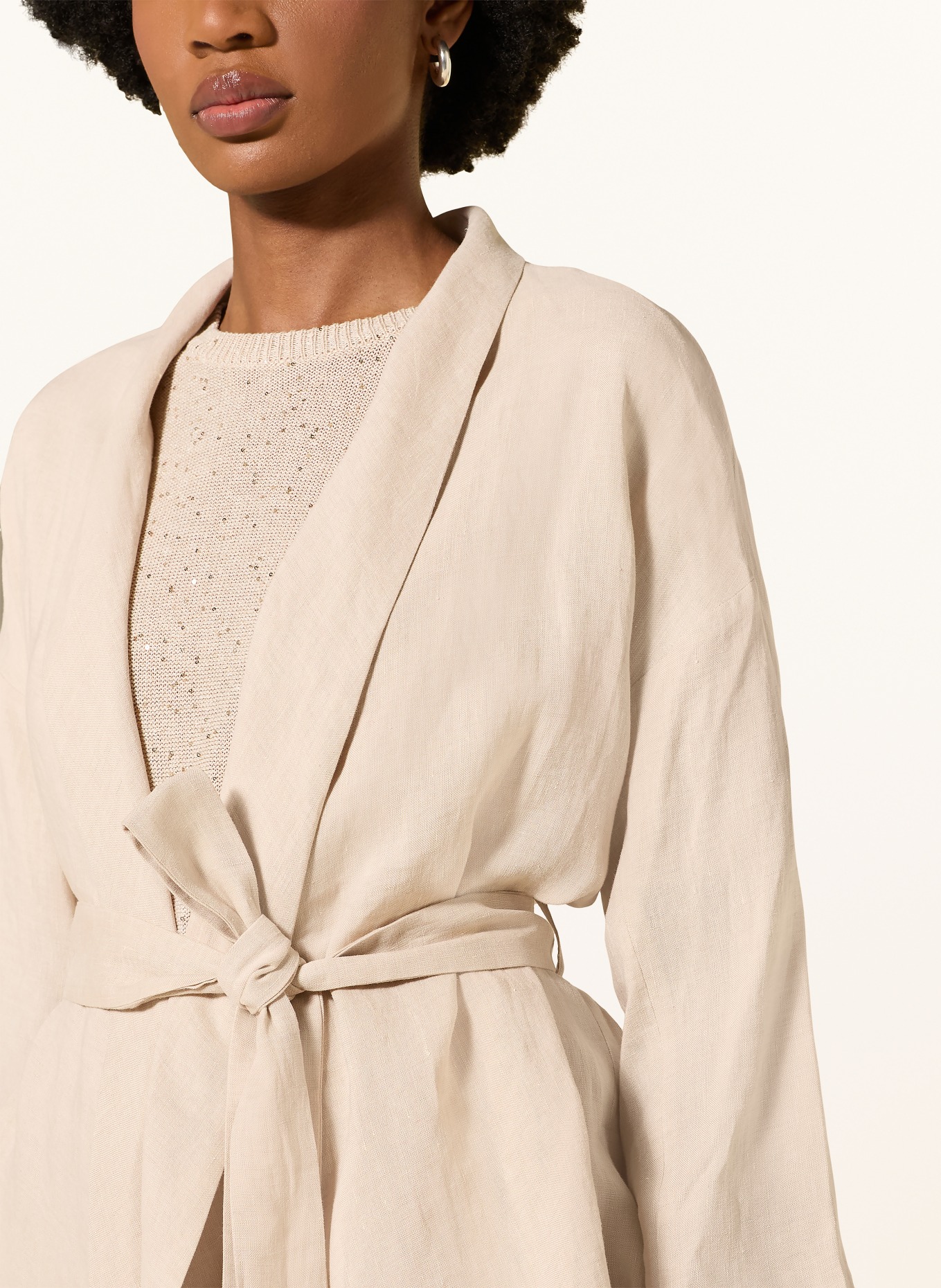 ANTONELLI firenze Blazer en lin KATIA à franges: BEIGE