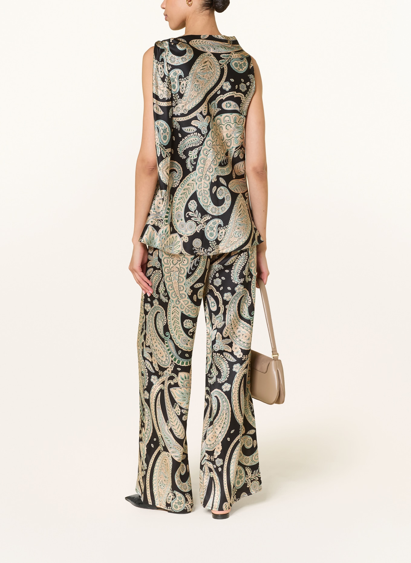 ANTONELLI firenze Blusentop aus Seide: CREME / GRÜN / SCHWARZ