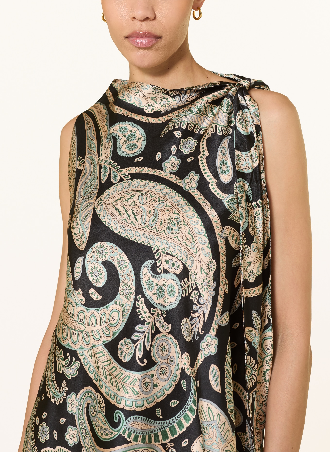 ANTONELLI firenze Blusentop aus Seide: CREME / GRÜN / SCHWARZ