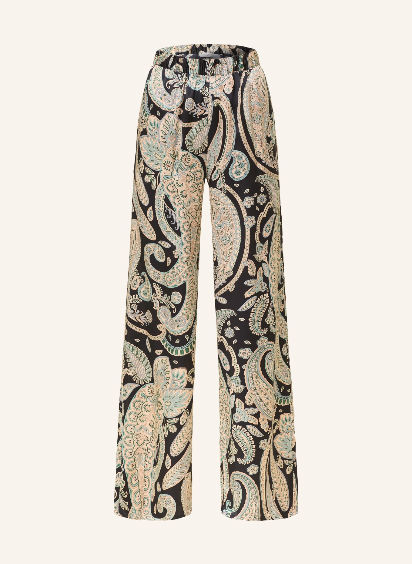 ANTONELLI firenze Marlenehose PALOMA aus Seide: SCHWARZ / CREME / GRÜN