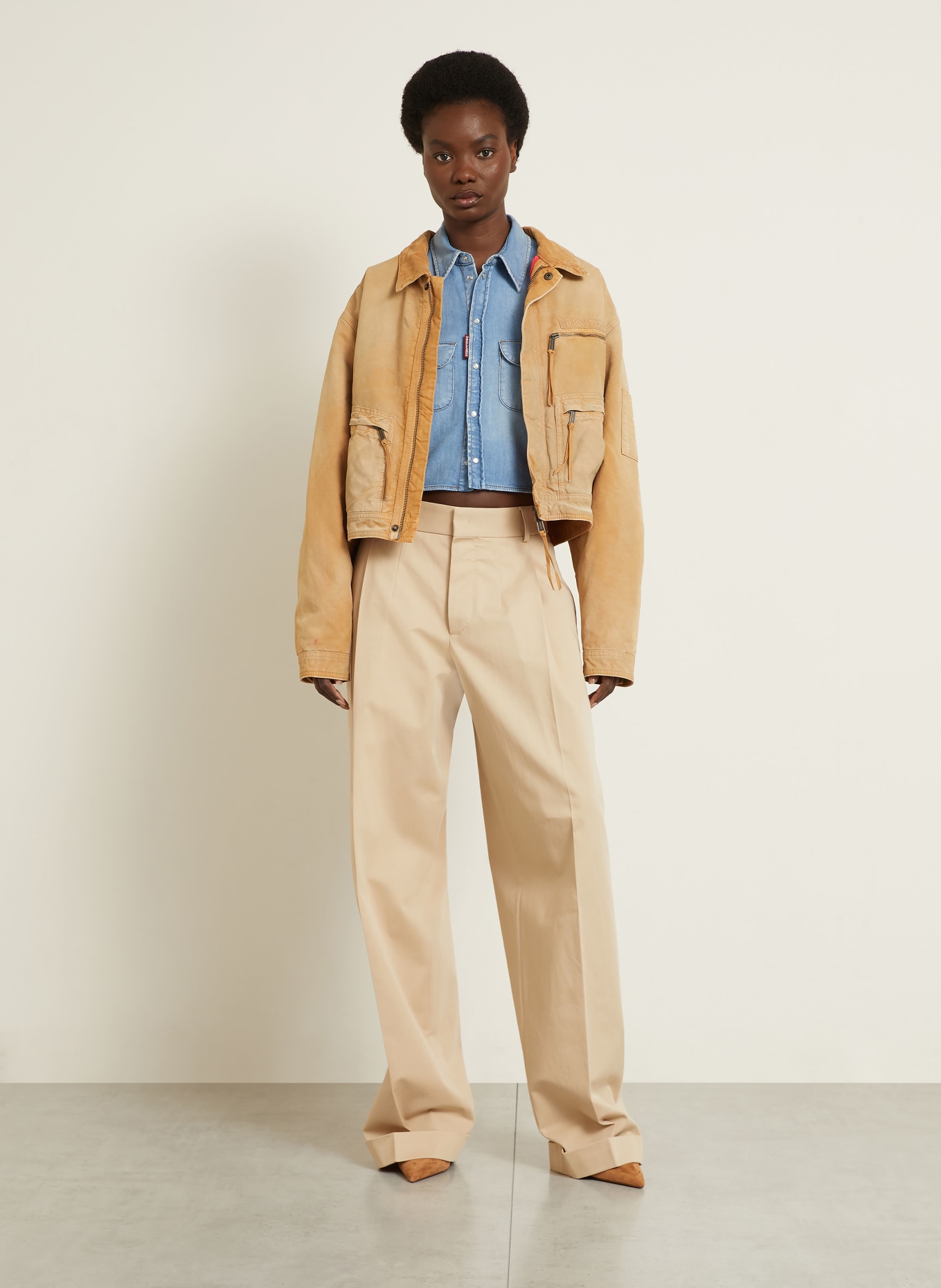 DSQUARED2 Chemisier court en jean: BLEU CLAIR