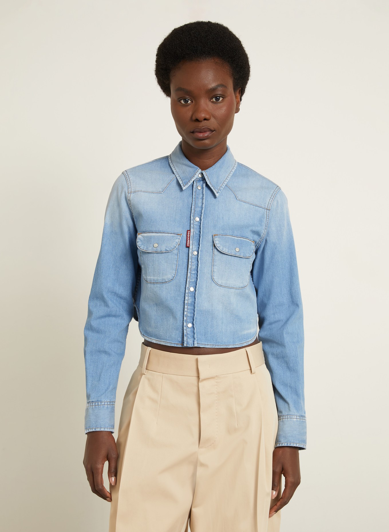 DSQUARED2 Chemisier court en jean: BLEU CLAIR