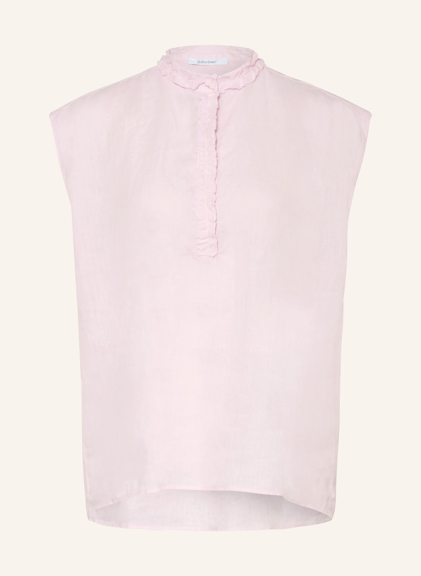 Soluzione Lniana bluzka z falbanami: JASNORÓŻOWY