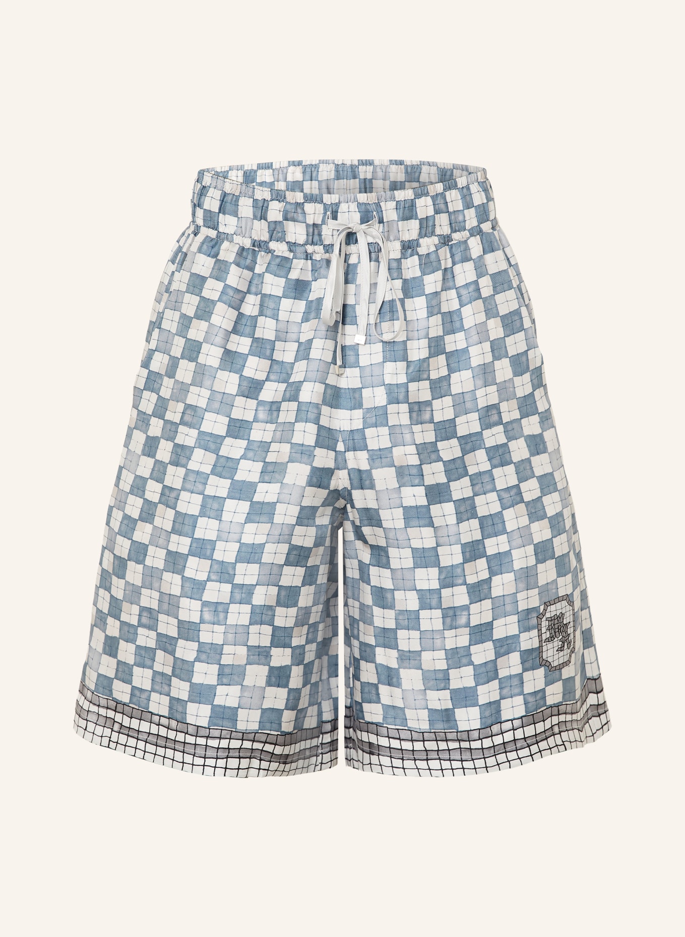 AMIRI Seidenshorts: BLAUGRAU / WEISS / SCHWARZ