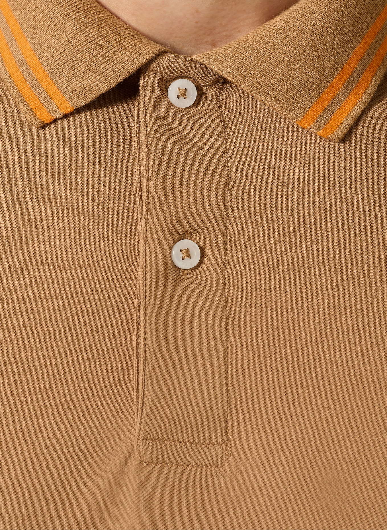 COLMAR Piqué-Poloshirt: CAMEL / ORANGE