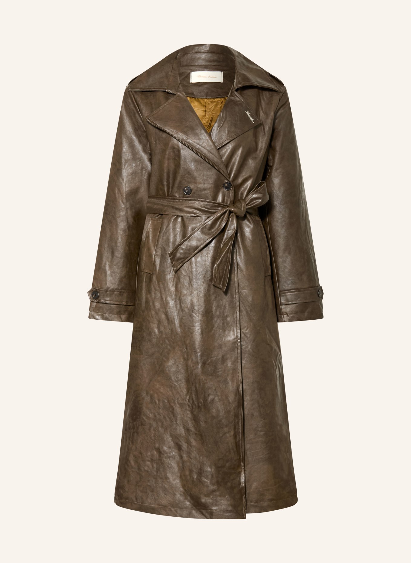 another COTTON LAB Leather-look trench coat: BROWN