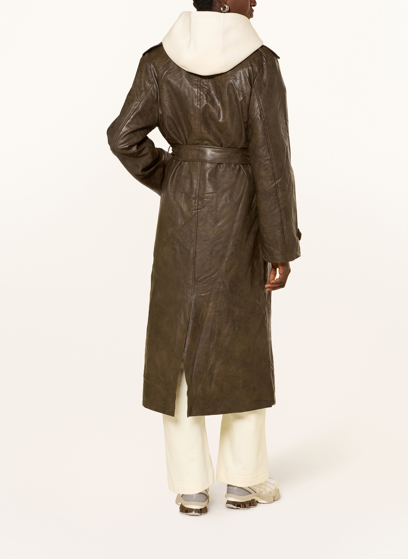 another COTTON LAB Leather-look trench coat: BROWN