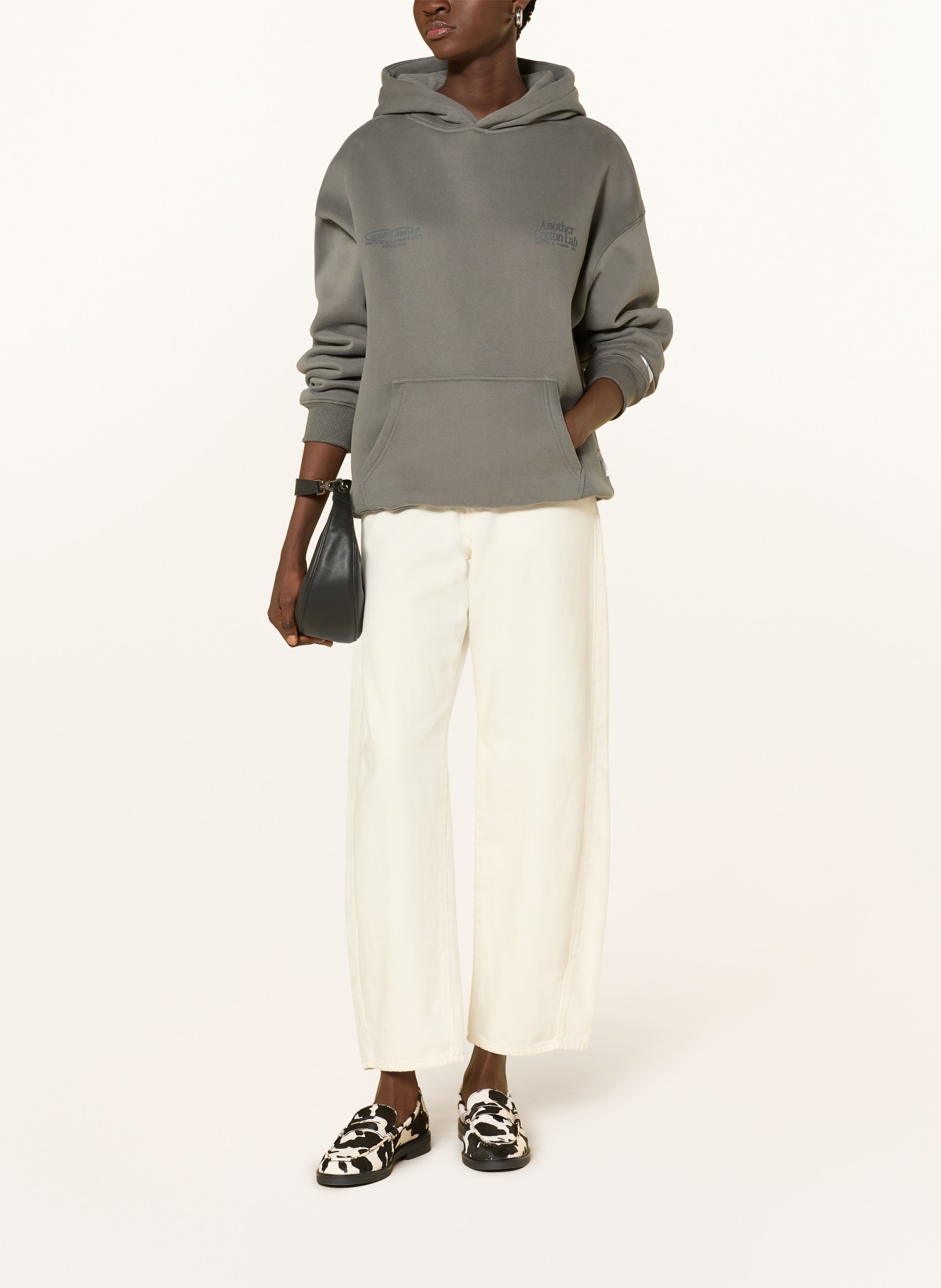 another COTTON LAB Oversized-Hoodie: GRAU / SCHWARZ