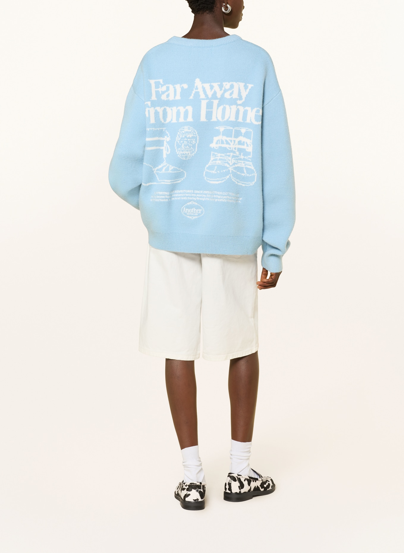 another COTTON LAB Oversized-Pullover FAR AWAY FROM HOME: HELLBLAU / WEISS