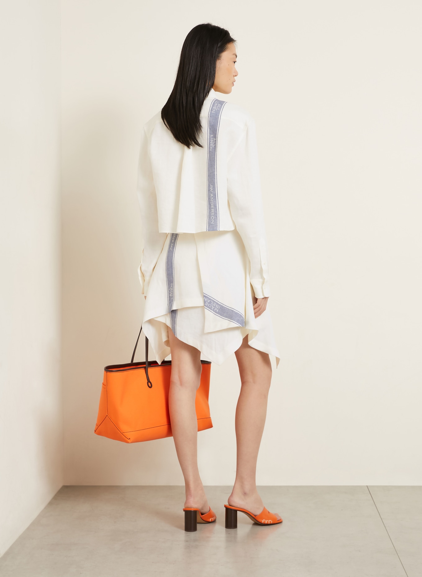 JW ANDERSON Hemdbluse aus Leinen: ECRU / BLAU